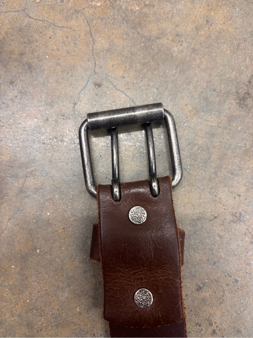 GAP Vintage Dark Brown Heavyweight Cow Leather Double Prong Belt Womens 32 - Picture 5 of 5
